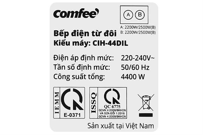 Bếp từ đôi âm Comfee CIH-44DIL 4400W